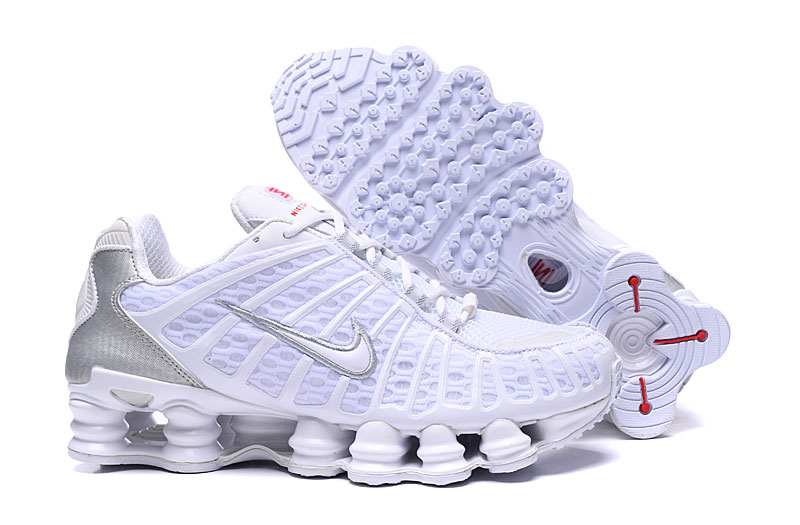 Nike Shox TL Men's Shoes White Silver Red-08 - Click Image to Close